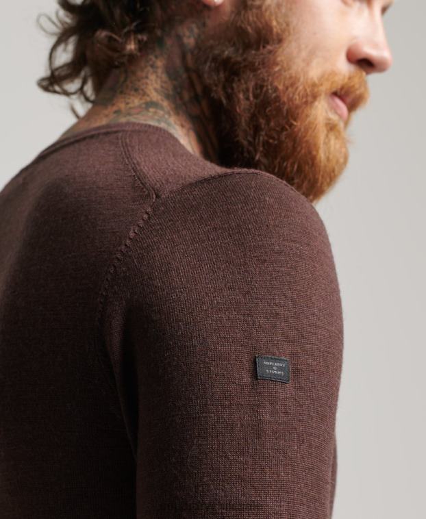 hombres Superdry púrpura jersey de merino con cuello de pico 2R68Z1269