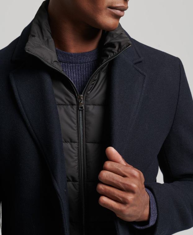 hombres Superdry Armada abrigo de lana con forro removible 2R68Z1023