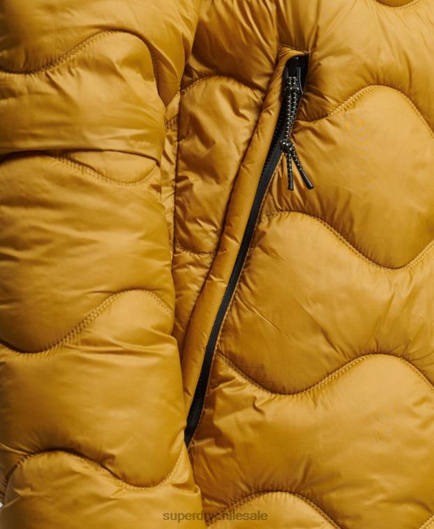 hombres Superdry amarillo abrigo acolchado ligero con capucha 2R68Z1003