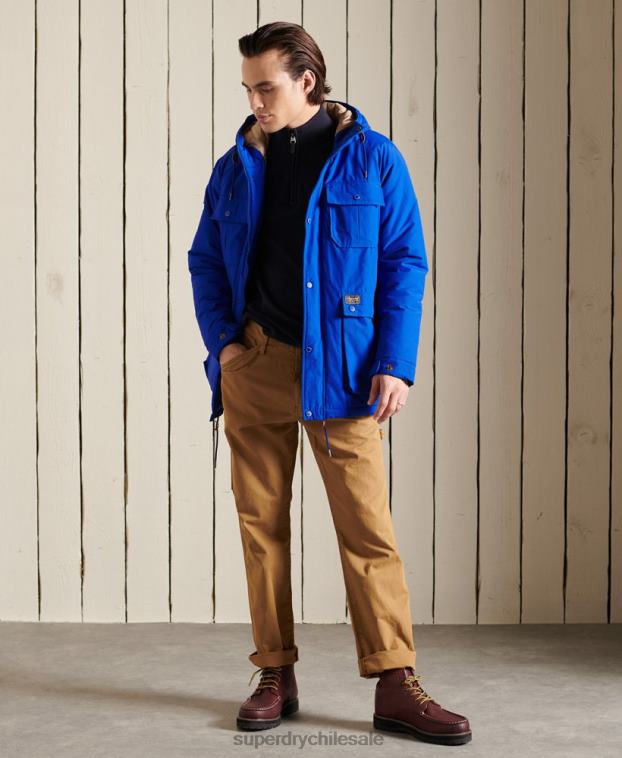 hombres Superdry azul parka capitonada montaña 2R68Z4684