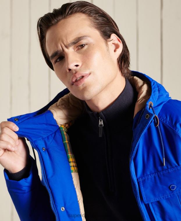 hombres Superdry azul parka capitonada montaña 2R68Z4684