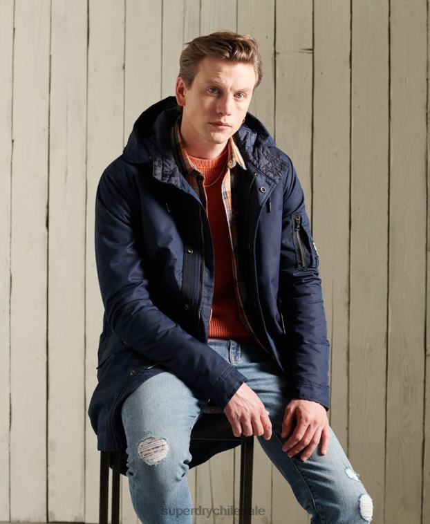 hombres Superdry azul parka de servicio de peso medio 2R68Z4760