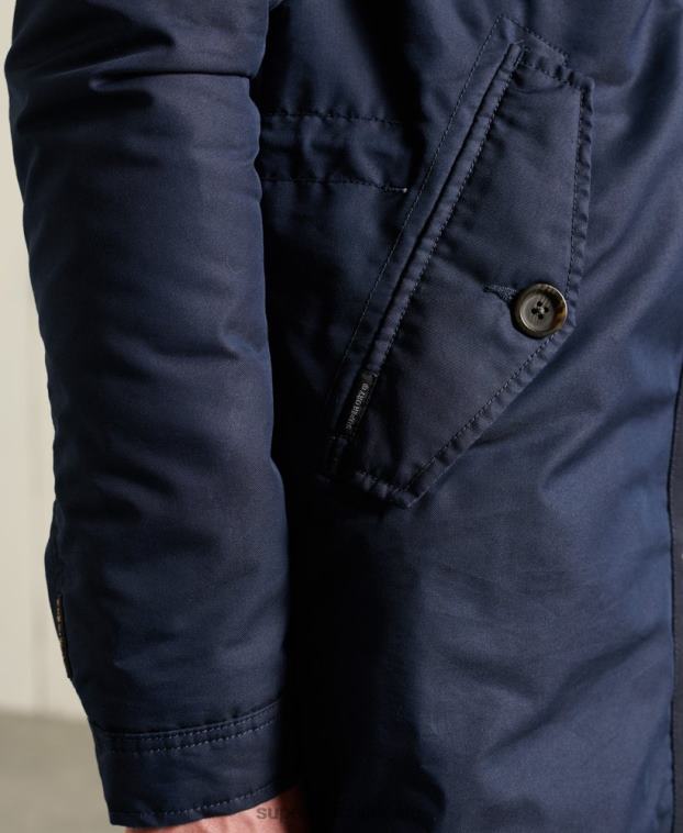 hombres Superdry azul parka de servicio de peso medio 2R68Z4760