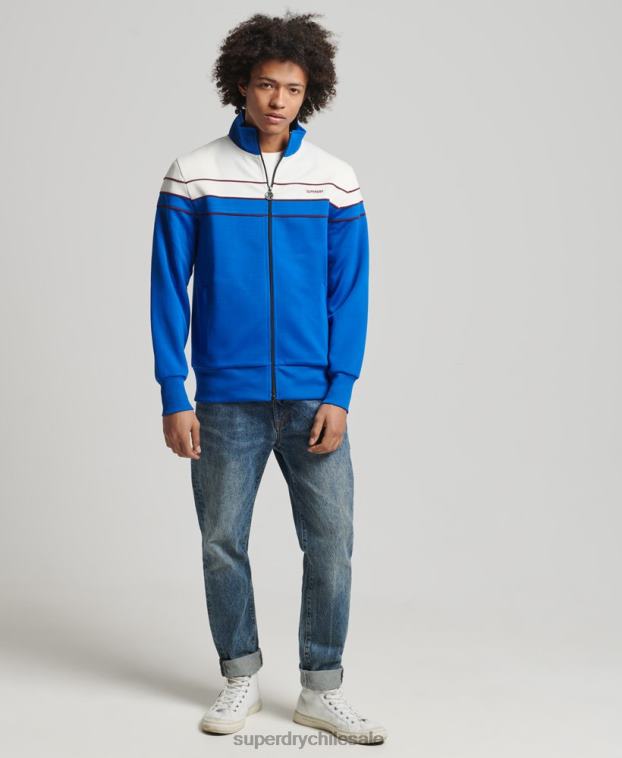hombres Superdry azul top deportivo vintage con cremallera 2R68Z822