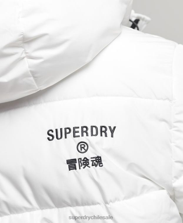hombres Superdry blanco abrigo largo con capucha y logo 2R68Z4522