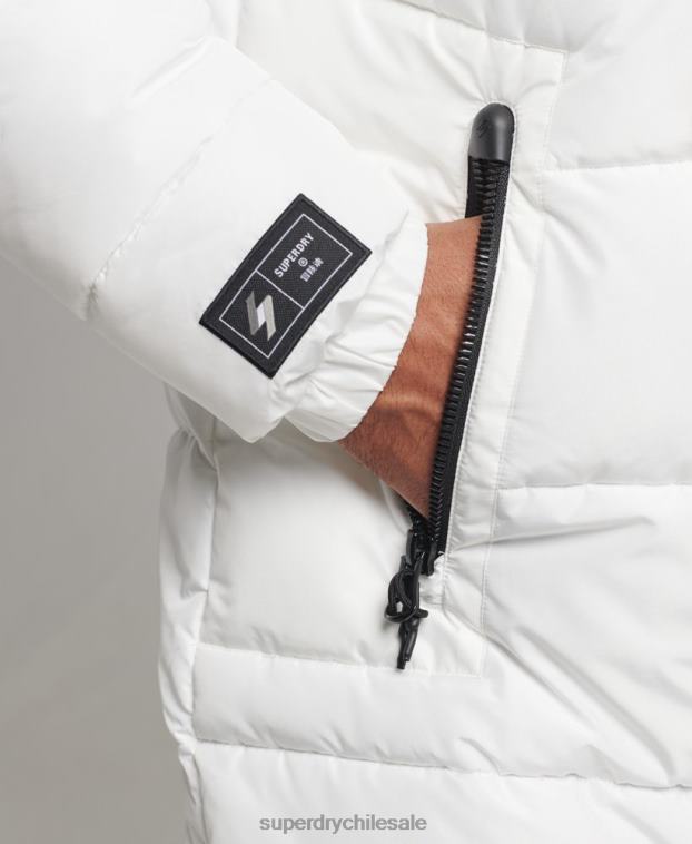 hombres Superdry blanco abrigo largo con capucha y logo 2R68Z4522