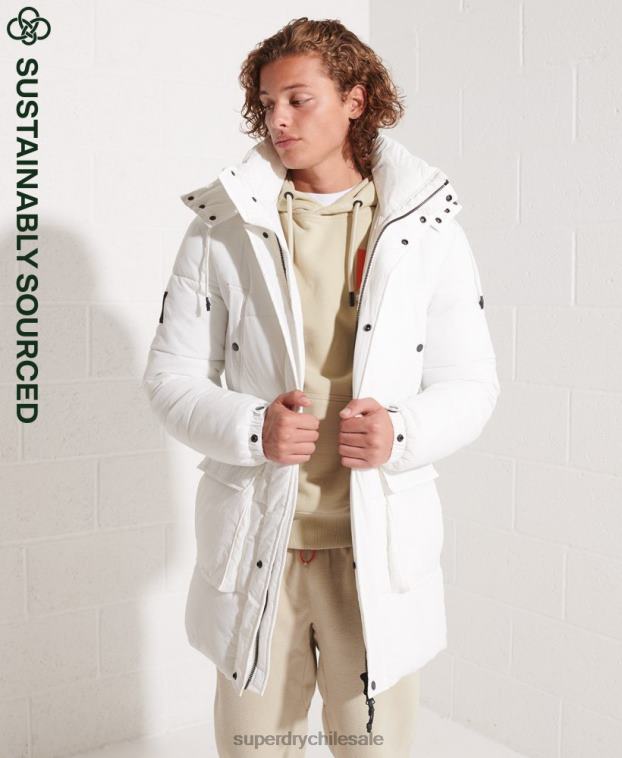 hombres Superdry blanco parka capitonada expedición 2R68Z4483