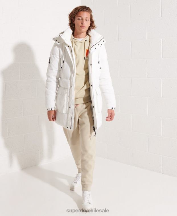 hombres Superdry blanco parka capitonada expedición 2R68Z4483