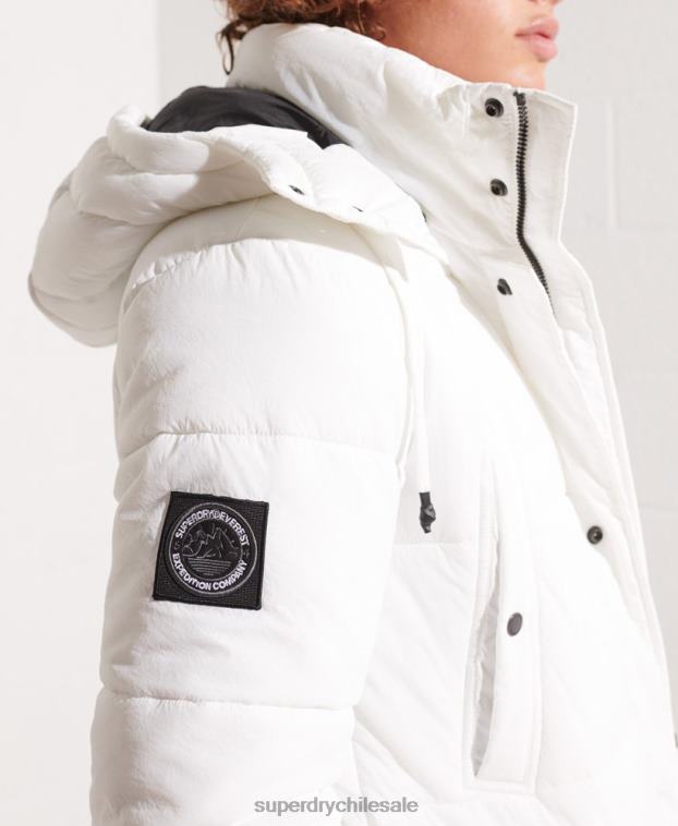 hombres Superdry blanco parka capitonada expedición 2R68Z4483
