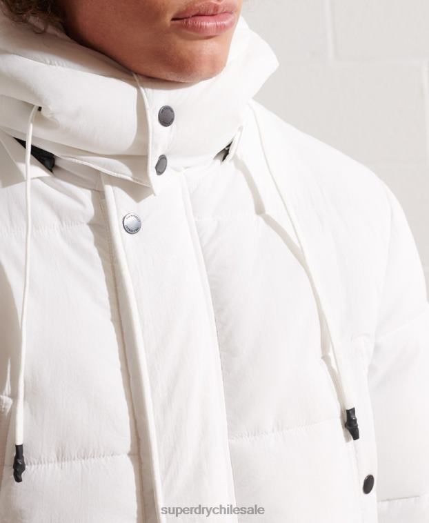 hombres Superdry blanco parka capitonada expedición 2R68Z4483