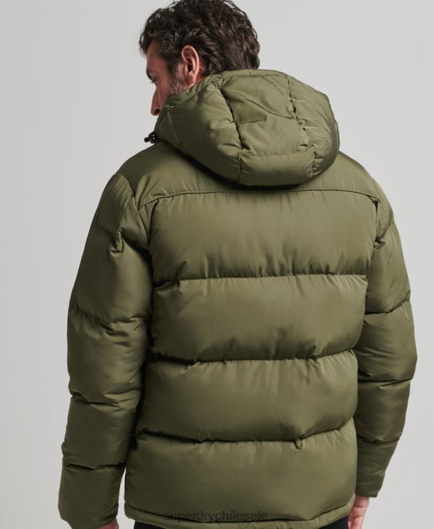 hombres Superdry caqui abrigo corto acolchado 2R68Z989
