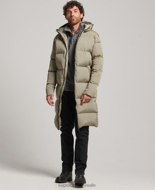 hombres Superdry caqui abrigo largo de edredón 2R68Z1037