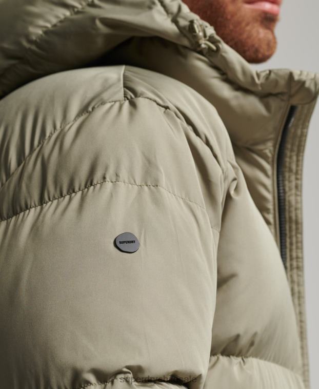 hombres Superdry caqui abrigo largo de edredón 2R68Z1037