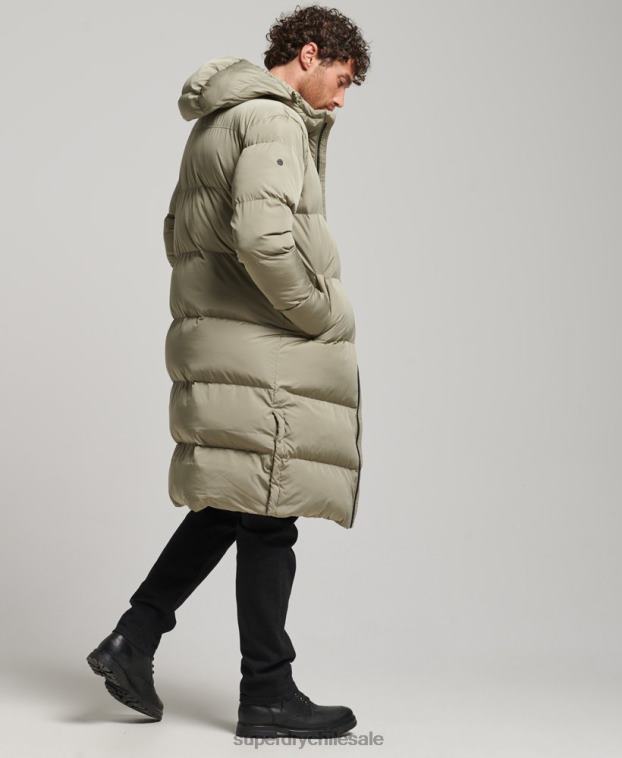 hombres Superdry caqui abrigo largo de edredón 2R68Z1037