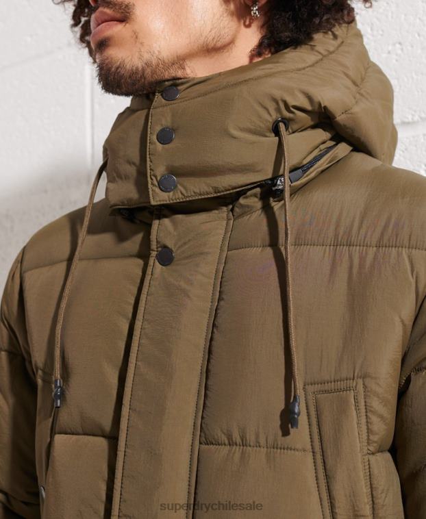 hombres Superdry caqui parka capitonada expedición 2R68Z4502