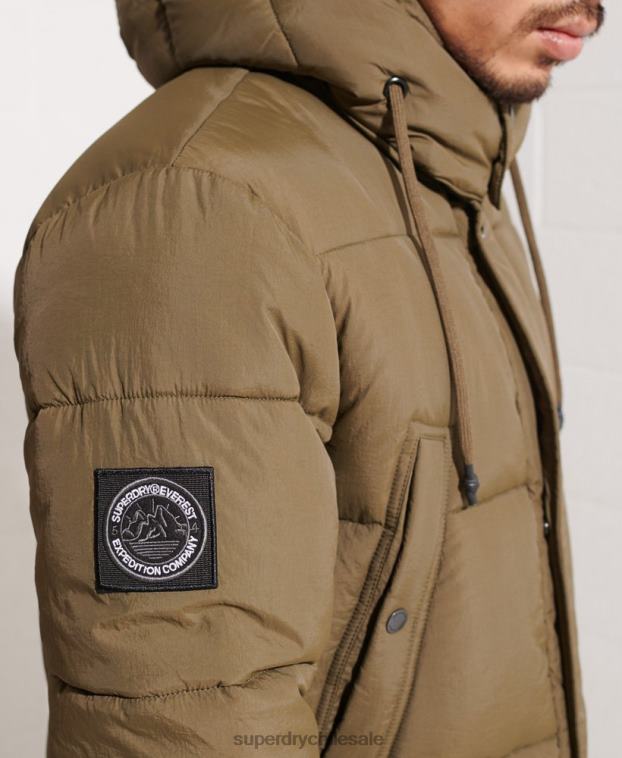hombres Superdry caqui parka capitonada expedición 2R68Z4502