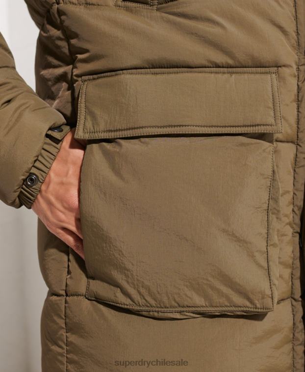 hombres Superdry caqui parka capitonada expedición 2R68Z4502