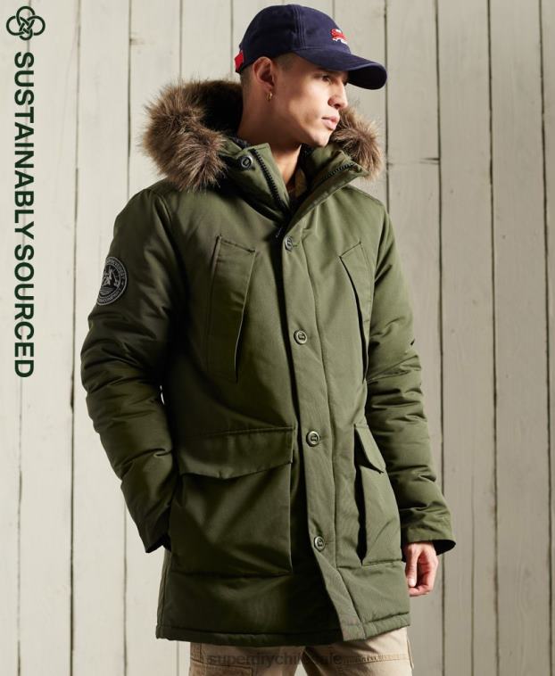 hombres Superdry caqui parka everest 2R68Z1081