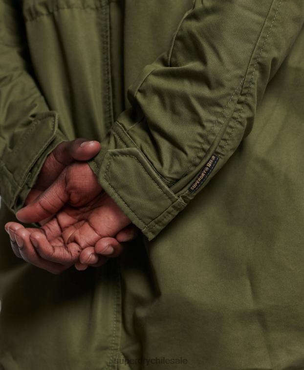 hombres Superdry caqui parka service con ribete de piel sintética 2R68Z4493