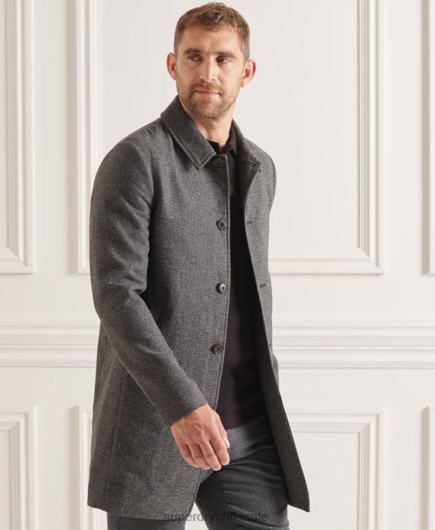 hombres Superdry gris abrigo estudios de lana ligera 2R68Z4624