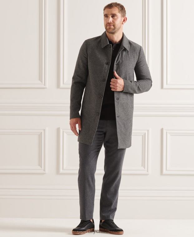 hombres Superdry gris abrigo estudios de lana ligera 2R68Z4624