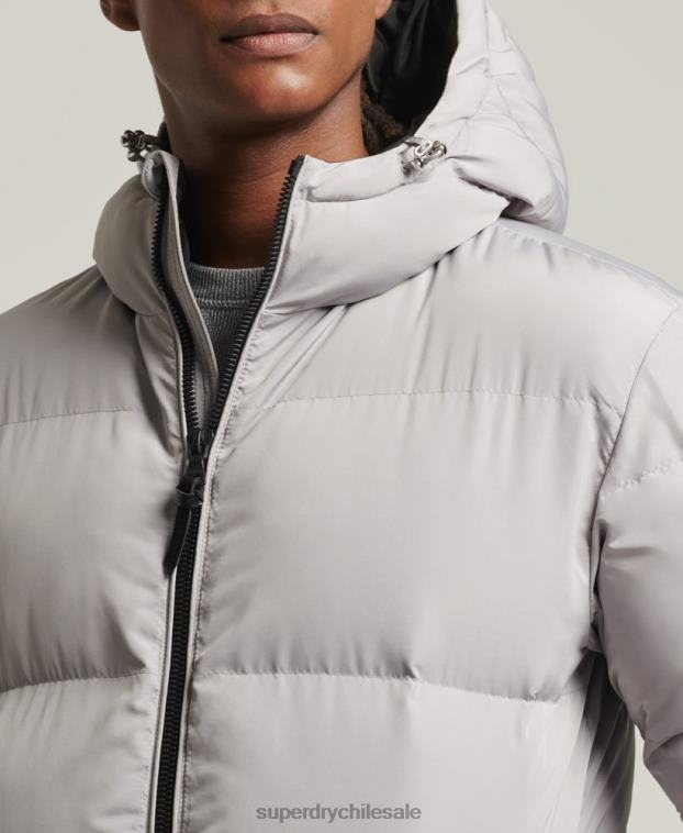 hombres Superdry gris claro abrigo largo de edredón 2R68Z1124