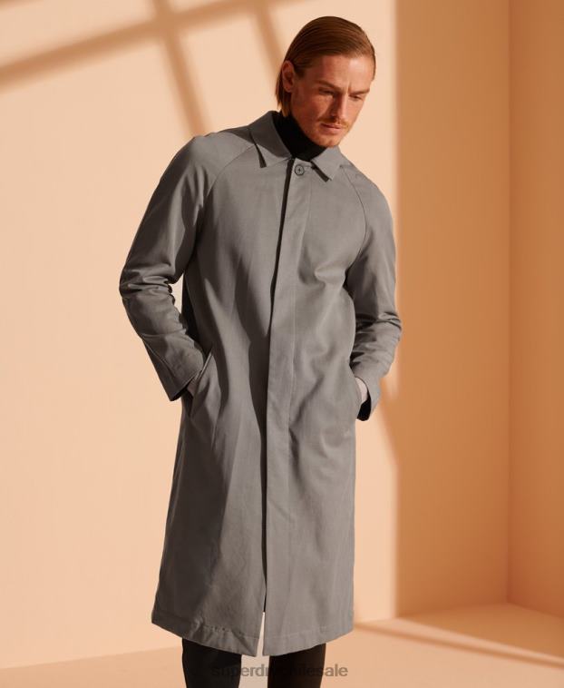 hombres Superdry gris claro abrigo mac clásico de edición limitada 2R68Z1148