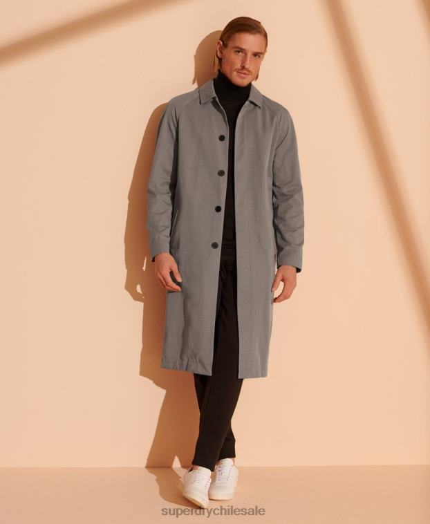 hombres Superdry gris claro abrigo mac clásico de edición limitada 2R68Z1148