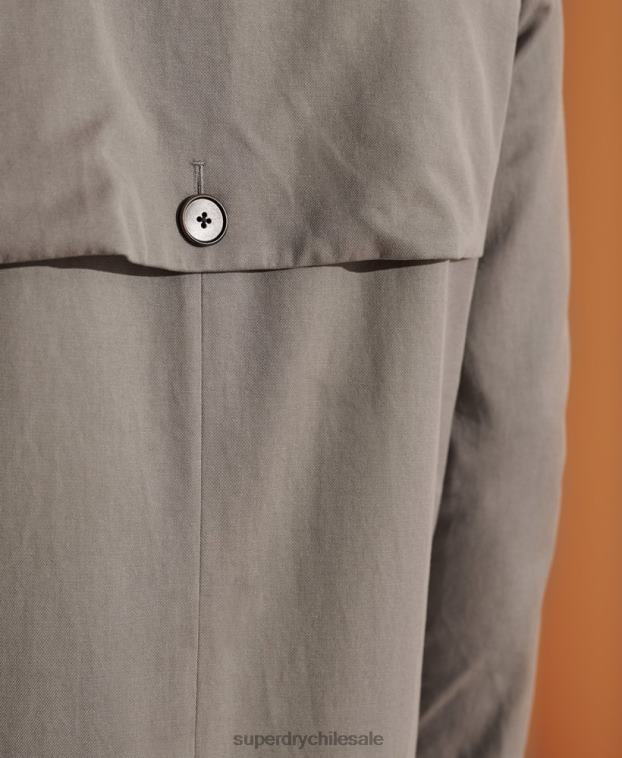hombres Superdry gris claro abrigo mac clásico de edición limitada 2R68Z1148