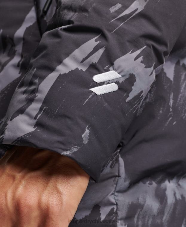 hombres Superdry gris oscuro abrigo acolchado boxy 2R68Z5365