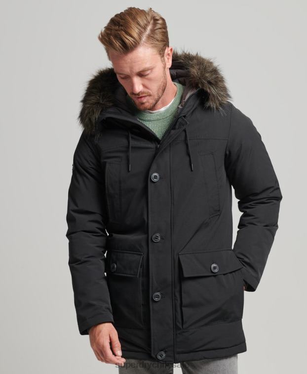 hombres Superdry gris oscuro parka de plumón de rookie 2R68Z4577