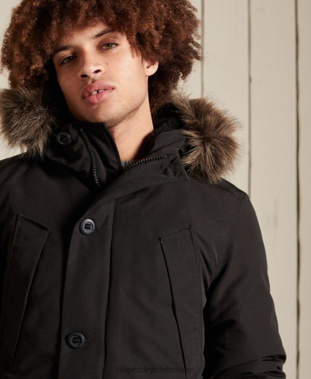 hombres Superdry gris oscuro parka everest 2R68Z1040