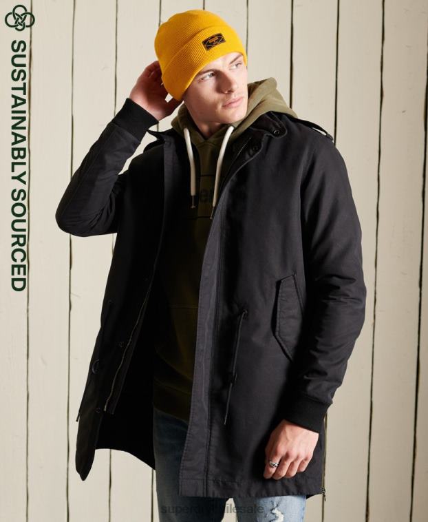 hombres Superdry gris oscuro parka premium militar 2R68Z4576