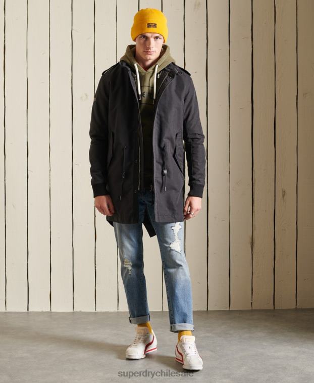 hombres Superdry gris oscuro parka premium militar 2R68Z4576