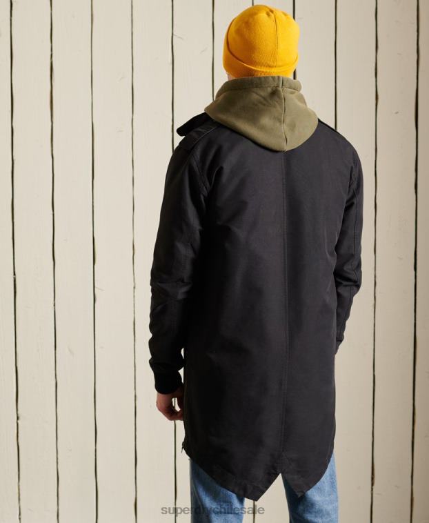 hombres Superdry gris oscuro parka premium militar 2R68Z4576