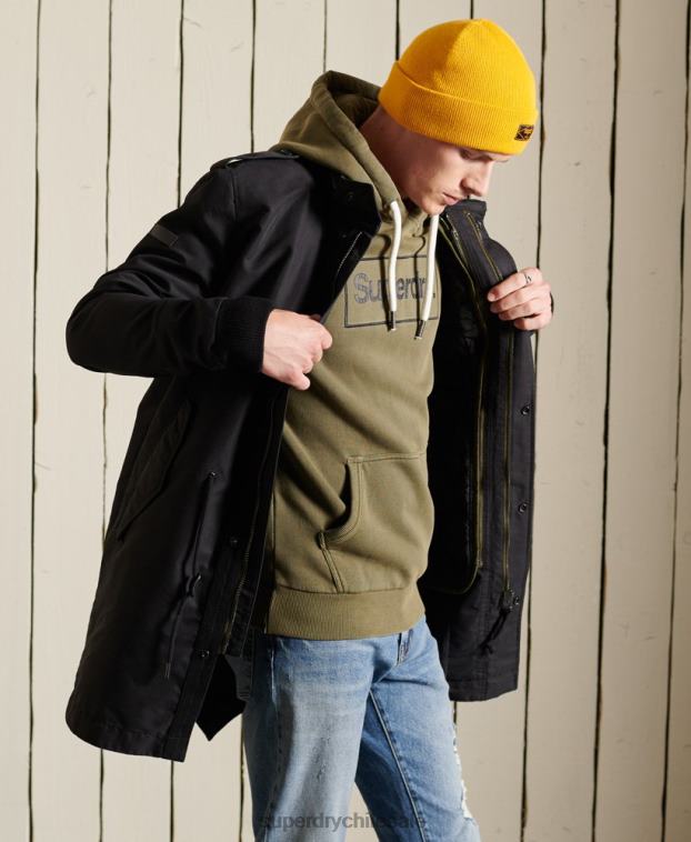 hombres Superdry gris oscuro parka premium militar 2R68Z4576