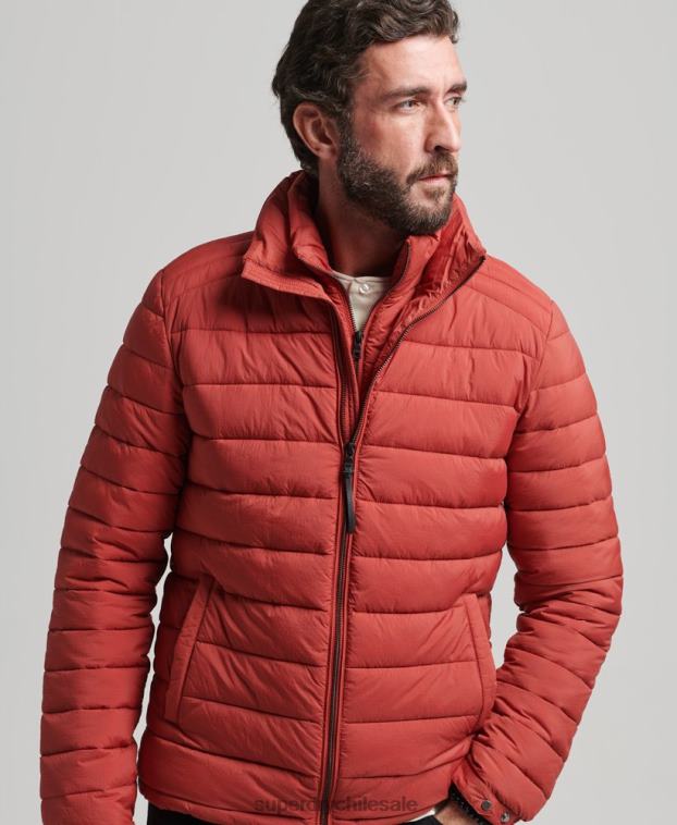 hombres Superdry marrón abrigo acolchado corto y ligero 2R68Z959