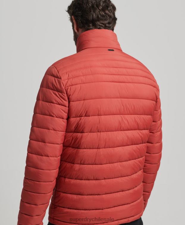 hombres Superdry marrón abrigo acolchado corto y ligero 2R68Z959