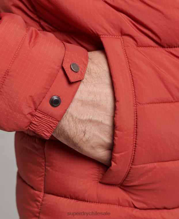 hombres Superdry marrón abrigo acolchado corto y ligero 2R68Z959