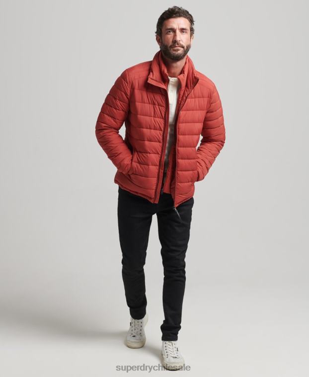 hombres Superdry marrón abrigo acolchado corto y ligero 2R68Z959