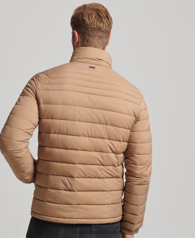 hombres Superdry marrón abrigo acolchado corto y ligero 2R68Z975