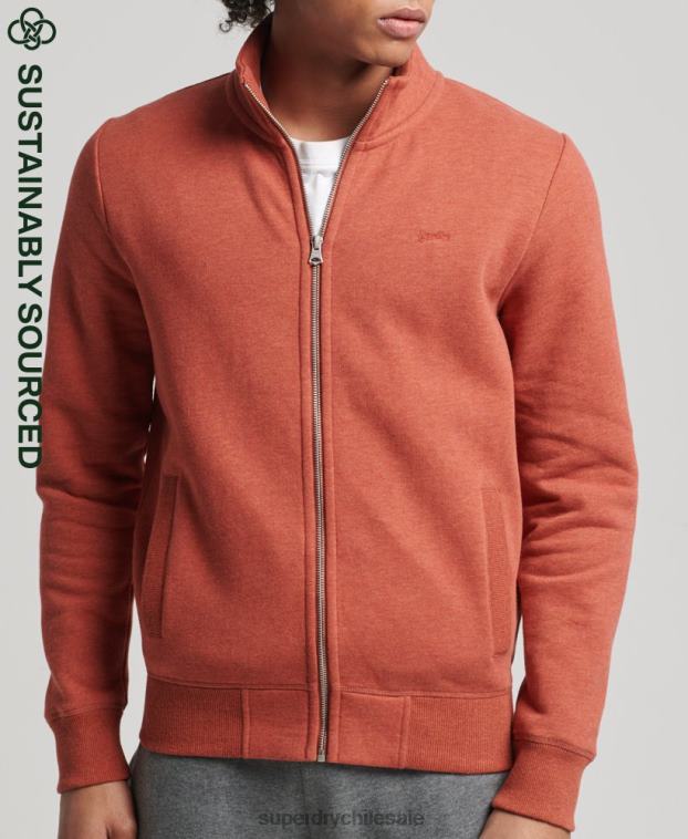 hombres Superdry marrón top deportivo de algodón orgánico con cremallera y logo vintage 2R68Z5066