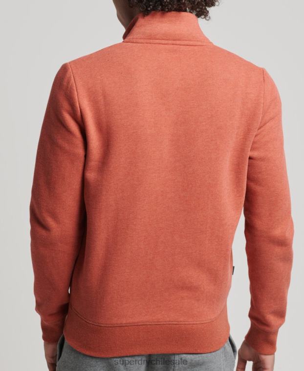 hombres Superdry marrón top deportivo de algodón orgánico con cremallera y logo vintage 2R68Z5066