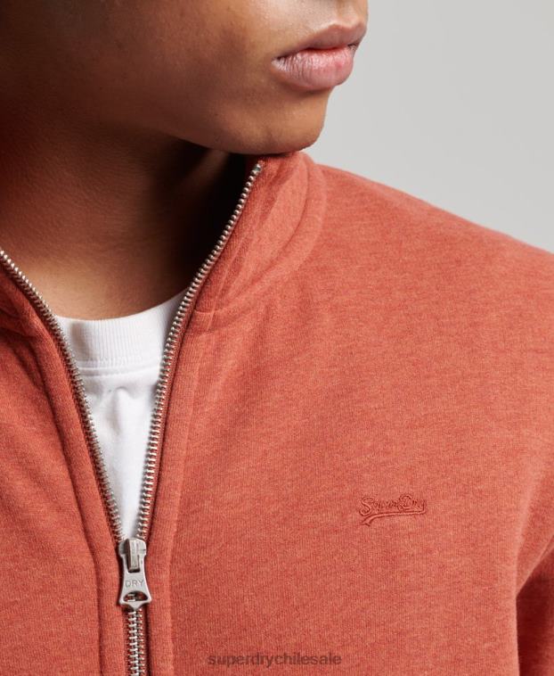 hombres Superdry marrón top deportivo de algodón orgánico con cremallera y logo vintage 2R68Z5066