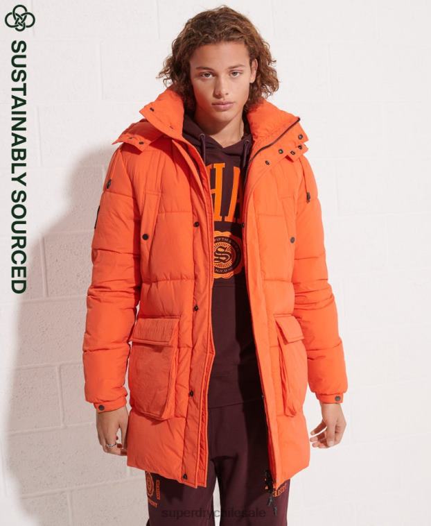 hombres Superdry naranja parka capitonada expedición 2R68Z4511