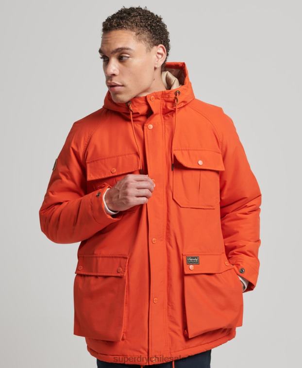 hombres Superdry naranja parka capitonada montaña 2R68Z4532