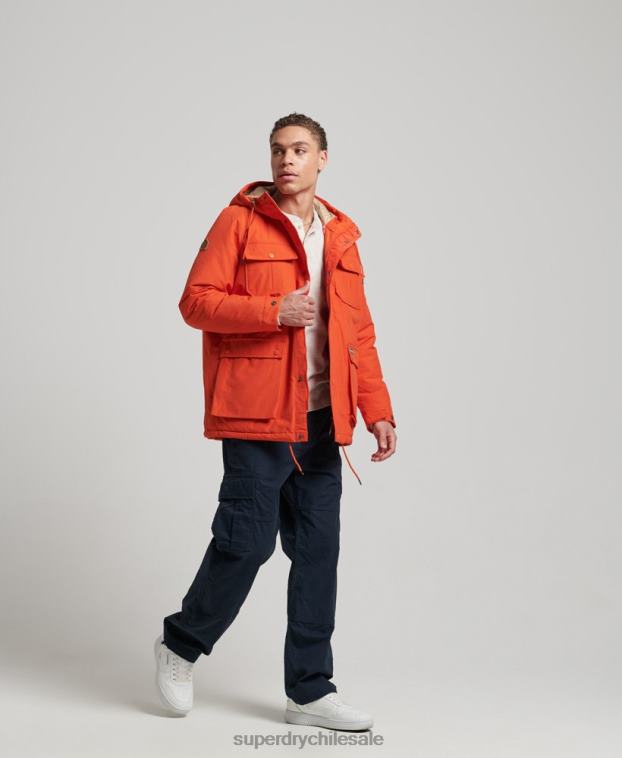 hombres Superdry naranja parka capitonada montaña 2R68Z4532