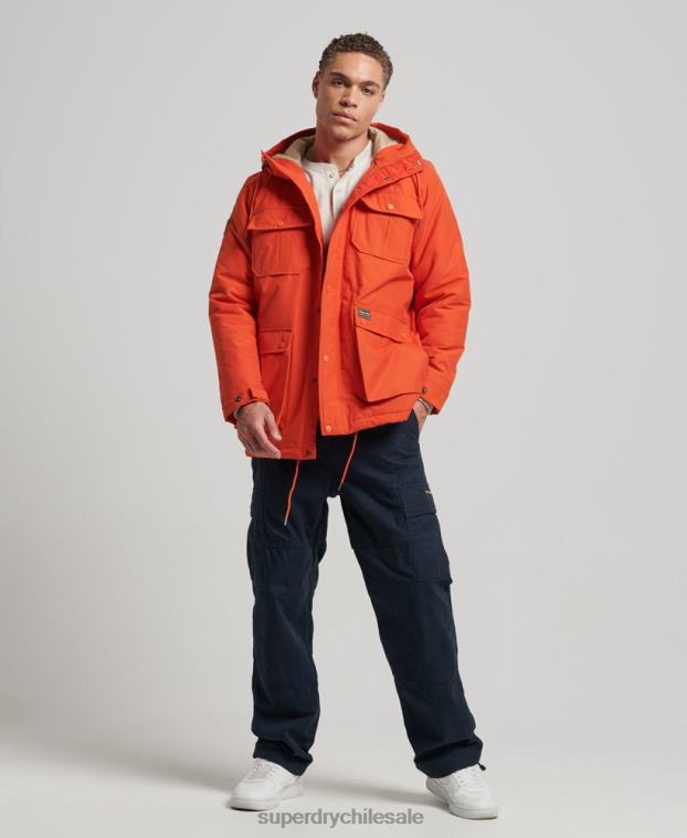 hombres Superdry naranja parka capitonada montaña 2R68Z4532