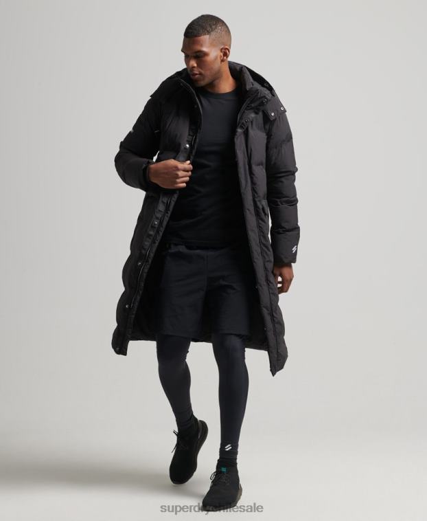 hombres Superdry negro abrigo acolchado con palangre 2R68Z4489