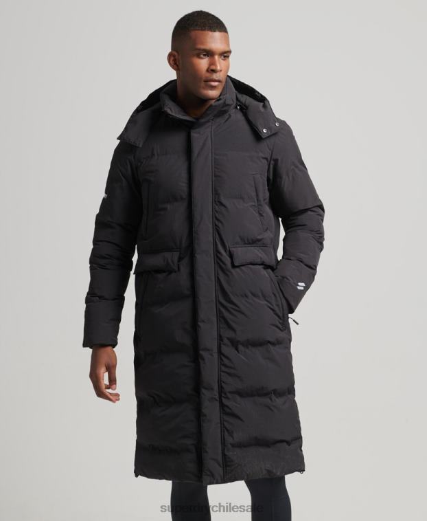 hombres Superdry negro abrigo acolchado con palangre 2R68Z4489
